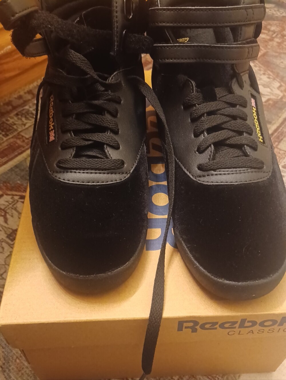 Reebok Black High-Top Velvet Sneakers with Strap